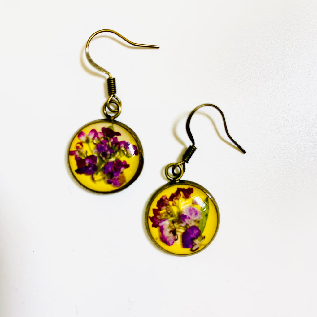 Flower on sale pressed earrings