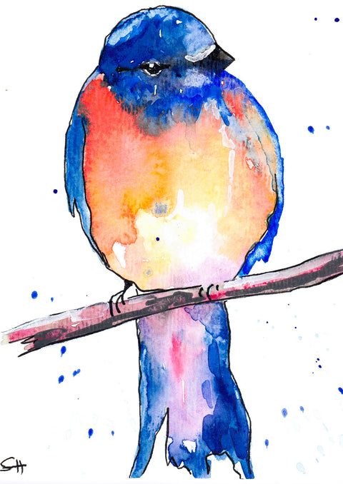 'Bird Series' Original Art Cards Blue Bird - Arts and Heritage St. Albert