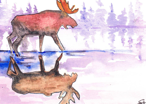 'Animal Series' Original Art Cards Moose - Arts and Heritage St. Albert