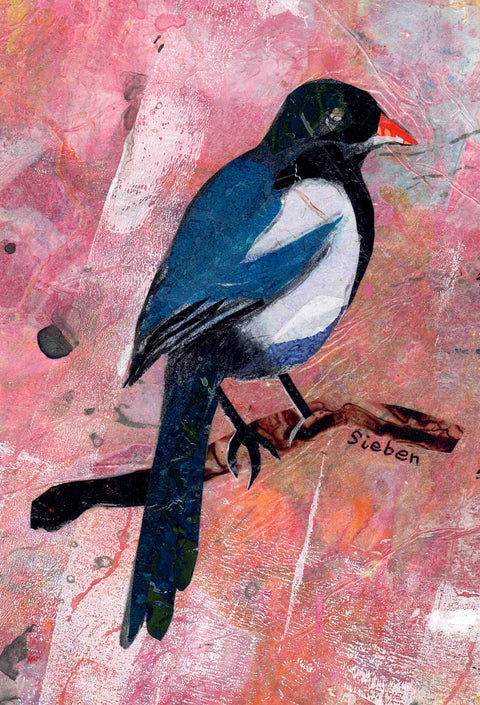 'Flora & Fauna Series' Original Collaged Art Card Bird (5" x 7") - Arts and Heritage St. Albert