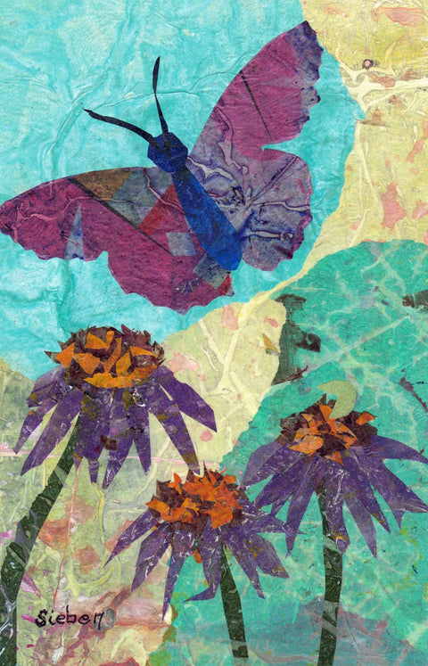 'Flora & Fauna Series' Original Collaged Art Card Purple Butterfly - Arts and Heritage St. Albert