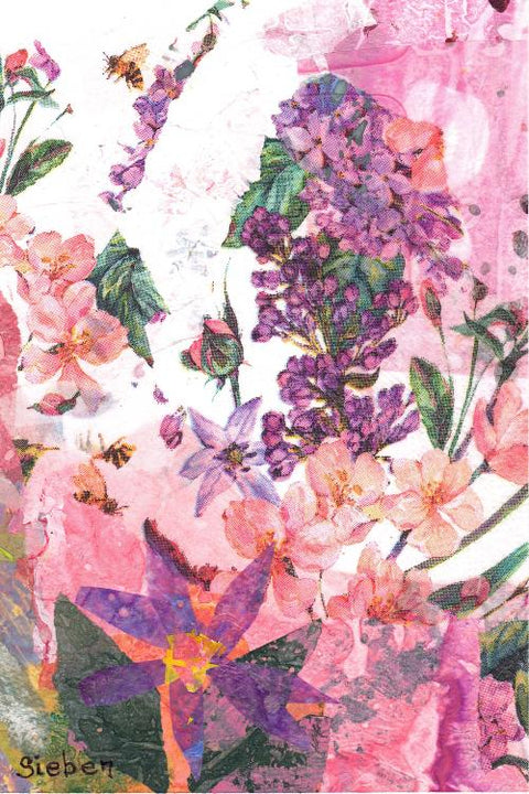 'Floral Series' Original Collaged Art Card Florals 5 - Arts and Heritage St. Albert