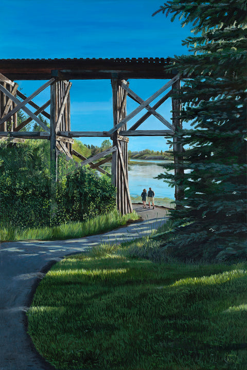 St. Albert Series Art Cards by Memory Roth A Walk Along the Sturgeon, 7.25" x 4.5" - Arts and Heritage St. Albert