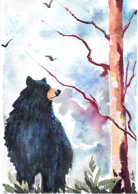 'Animal Series' Original Art Cards Bear in the Woods - Arts and Heritage St. Albert