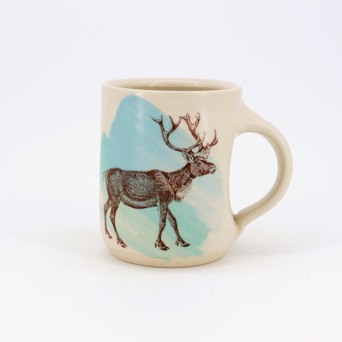 New Fauna Mugs Cariboo with Blue & Green - Arts and Heritage St. Albert