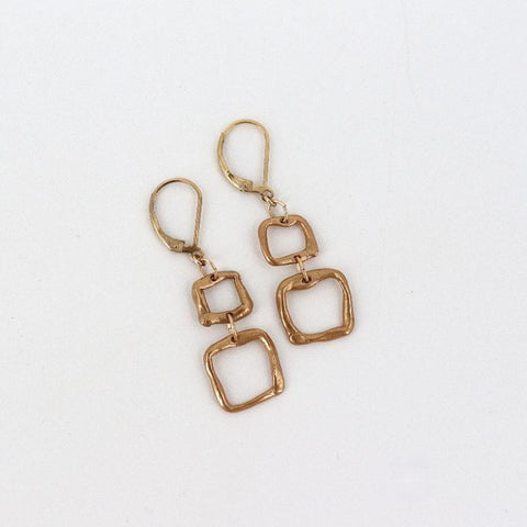 'Contour Collection' 2 Square Bronze Earrings