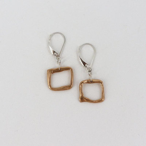 'Contour Collection' Bronze Square Earrings