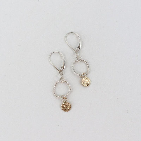 'Halo Collection' Silver Halo Hoop & Gold Medallion Earrings