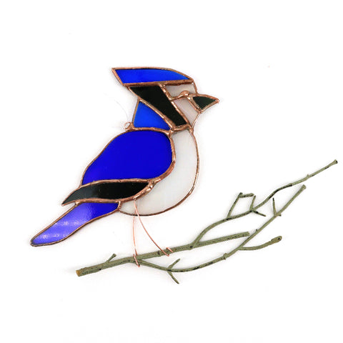 Stained Glass 'Blue J' Birdies Style 1 - Arts and Heritage St. Albert