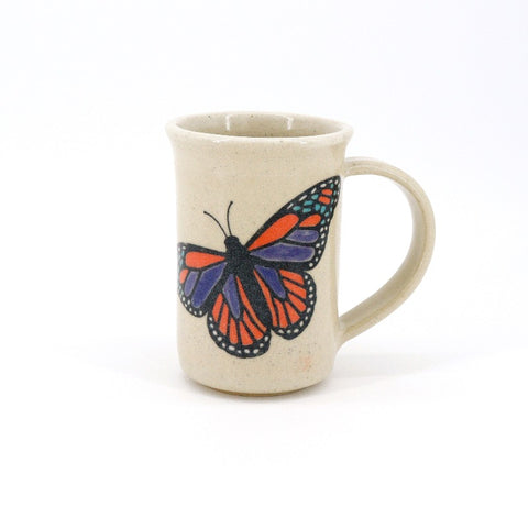 Butterfly Mug Orange and Blue Butterfly - Arts and Heritage St. Albert