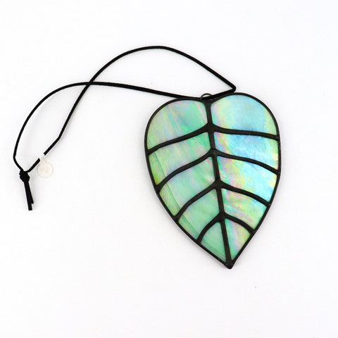 Stained Glass Philodendron Leaf Light Green - Arts and Heritage St. Albert