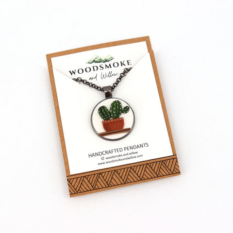 Potted Cactus Pendant Necklace - Arts and Heritage St. Albert