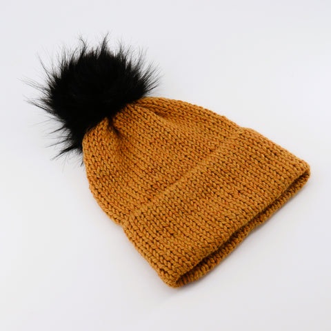 Hand Knit Slouchy Adult Toque Yellow - Arts and Heritage St. Albert