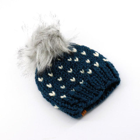 Hand Knit Baby Toque Blue & White - Arts and Heritage St. Albert