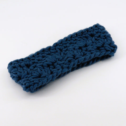 Hand Knit Ear Warmer Headband Denim Blue - Arts and Heritage St. Albert