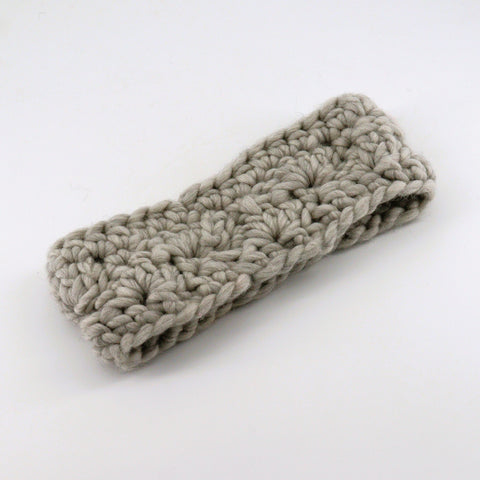 Hand Knit Ear Warmer Headband Light Grey - Arts and Heritage St. Albert