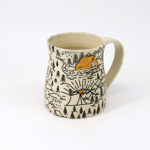 Camping Handmade Mug with 22K Gold Accents - Arts and Heritage St. Albert