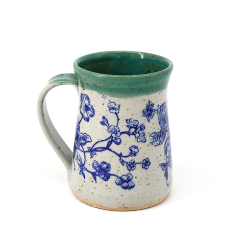 Blue Florals Handmade Mug - Arts and Heritage St. Albert