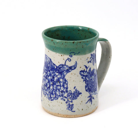 Blue Florals Handmade Mug - Arts and Heritage St. Albert