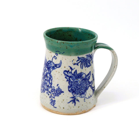 Blue Florals Handmade Mug - Arts and Heritage St. Albert