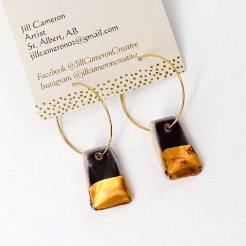 Porcelain Charm Hoop Earrings with 22K Gold Accents Style 7 - Arts and Heritage St. Albert