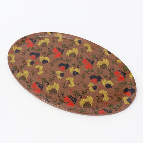 Medium Oval Ceramic Tray with Floral Pattern - Arts and Heritage St. Albert