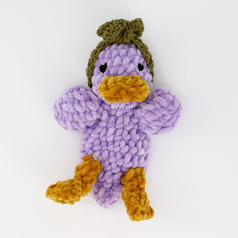 Crocheted Duck 'Snuggler' Purple with Headband - Arts and Heritage St. Albert