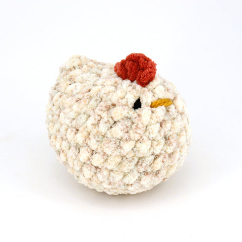 Crocheted Chicken Plushie Speckled Beige - Arts and Heritage St. Albert