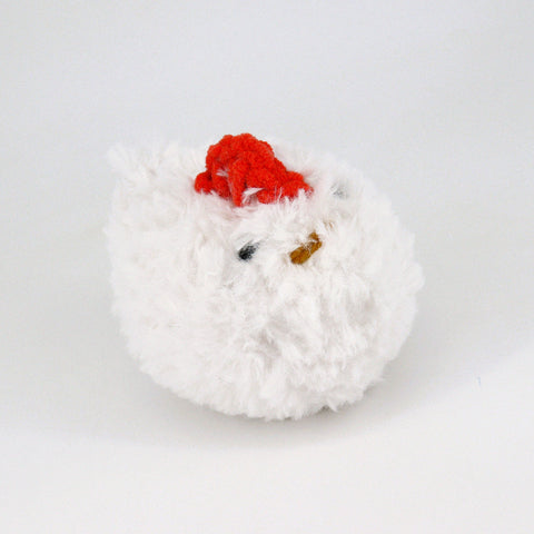 Crocheted Fuzzy Chicken Plushie White - Arts and Heritage St. Albert