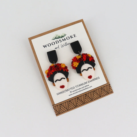 Small Frida Kahlo Statement Earrings - Arts and Heritage St. Albert