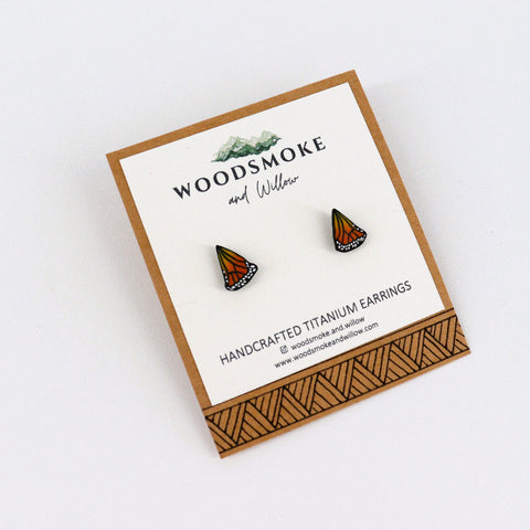 Monarch Butterfly Wing Stud Earrings - Arts and Heritage St. Albert