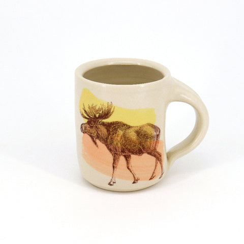 New Fauna Mugs Moose with Yellow & Coral - Arts and Heritage St. Albert