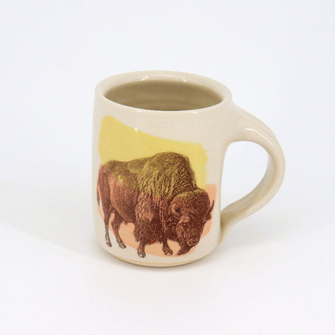 New Fauna Mugs Bison with Yellow & Coral - Arts and Heritage St. Albert