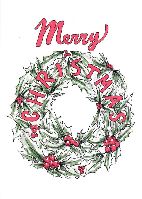 'Christmas' Art Cards by Snake Bite Creations Merry Christmas Wreath Art Card - Arts and Heritage St. Albert