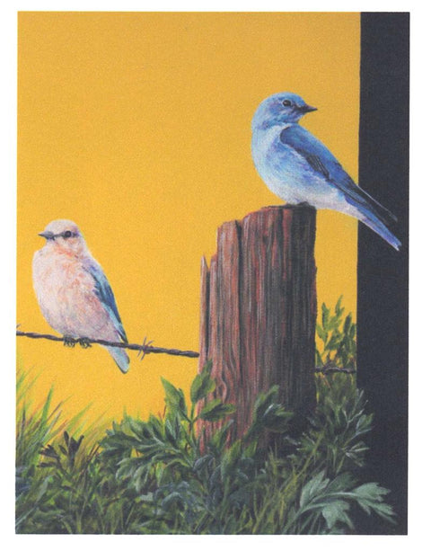 'Birds and Butterflies' Art Prints by Teresa Stieben Rhapsody in Blue Mountain Bluebirds - Arts and Heritage St. Albert