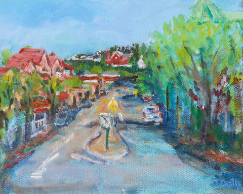 'Perron Street' Acrylic Painting by Julie Daly - Arts and Heritage St. Albert