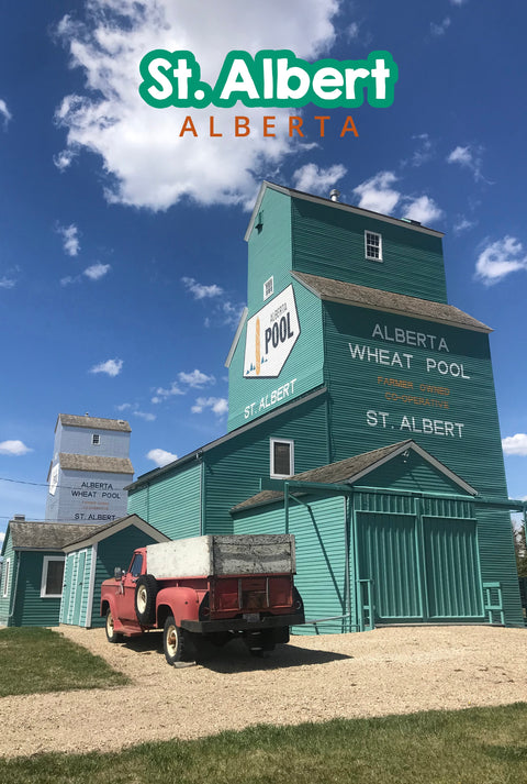 Postcards St.Albert Grain Elevators with Truck - Arts and Heritage St. Albert