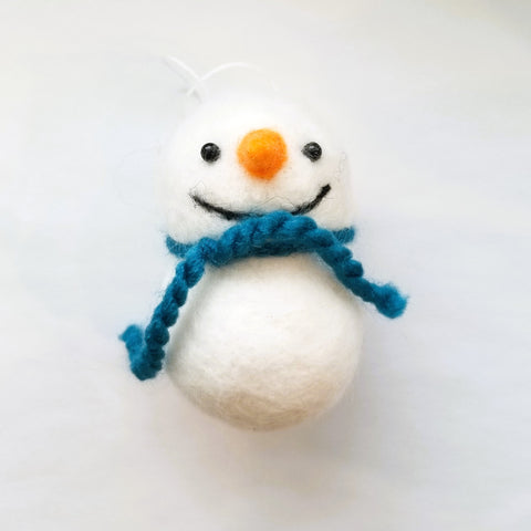 Felted Snowmen Ornaments Teal Scarf - Arts and Heritage St. Albert