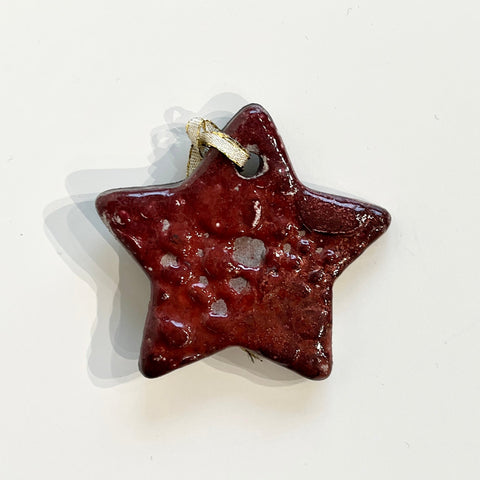 Raku Holiday Ornaments Star - Red - Arts and Heritage St. Albert